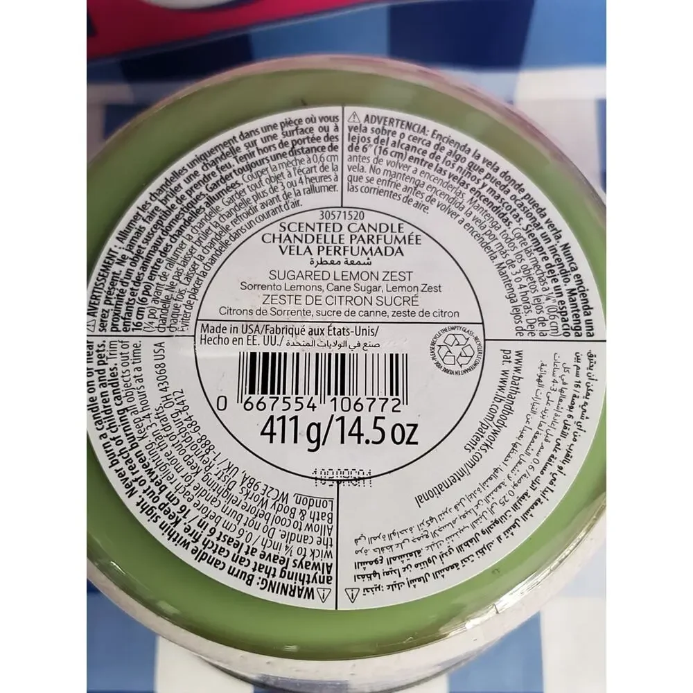 BBW Sugared Lemon Zest Large 3 Wick Candle Home Fragrance Decor - Picture 2 of 2
